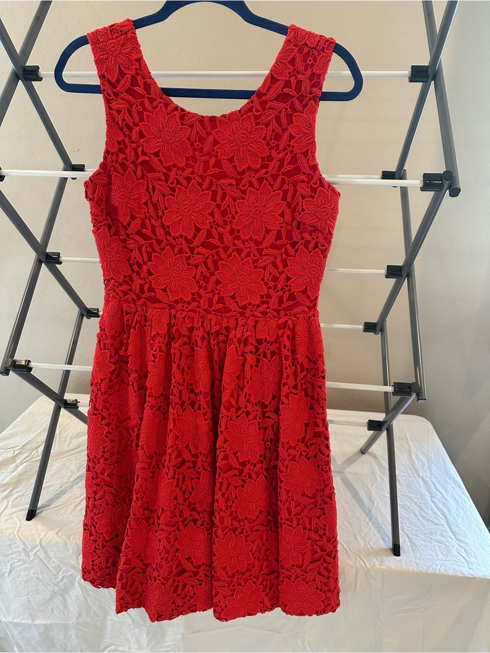 kate spade Red Floral Lace Sleeveless Fit-and-Flare Dress